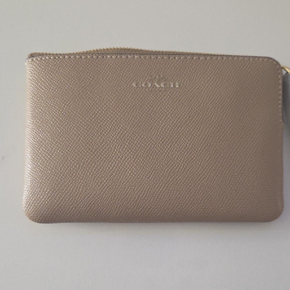 Coach Metallic Taupe Zip Pouch